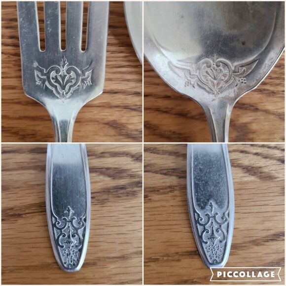 Vintage Wm. Rogers Princess Lady Doris Silver Plate Meat Fork and Serving Spoon - Picture 15 of 15